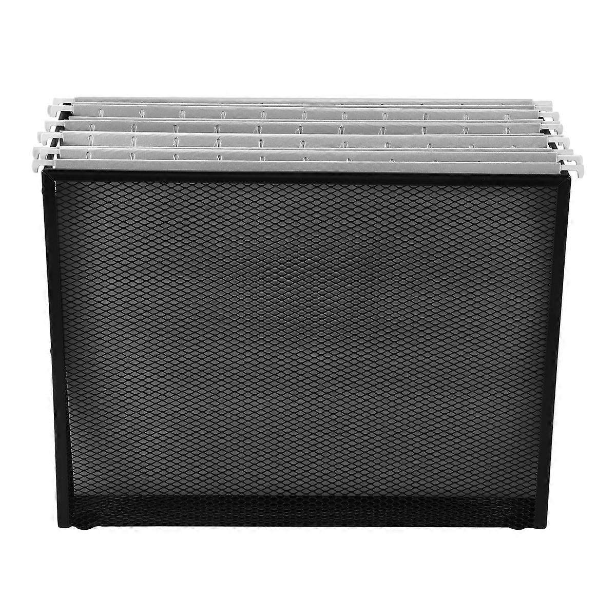 Hanging File Organizer Filing Box,Metal Mesh File Crate Desk Organizer Magazine Holder with 5 Hangin