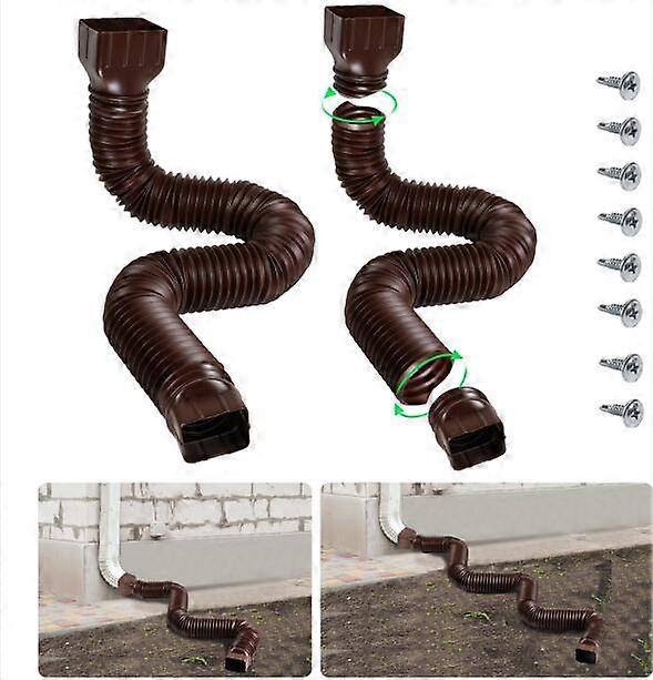 Aoresac Brown-2pack Rain Gutter Downspout Extensions Flexible/Drain Downspout Extender/Down Spout Drain Extender, Gutter Connector Rainwater Drainage