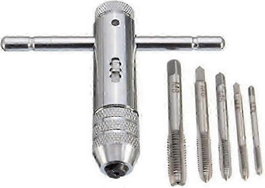 Kits T Bar Handle Ratchet Tap Holder Adjustable Tap Wrench with 5pcs M3-M8 3mm-8mm Metric Plug Machi