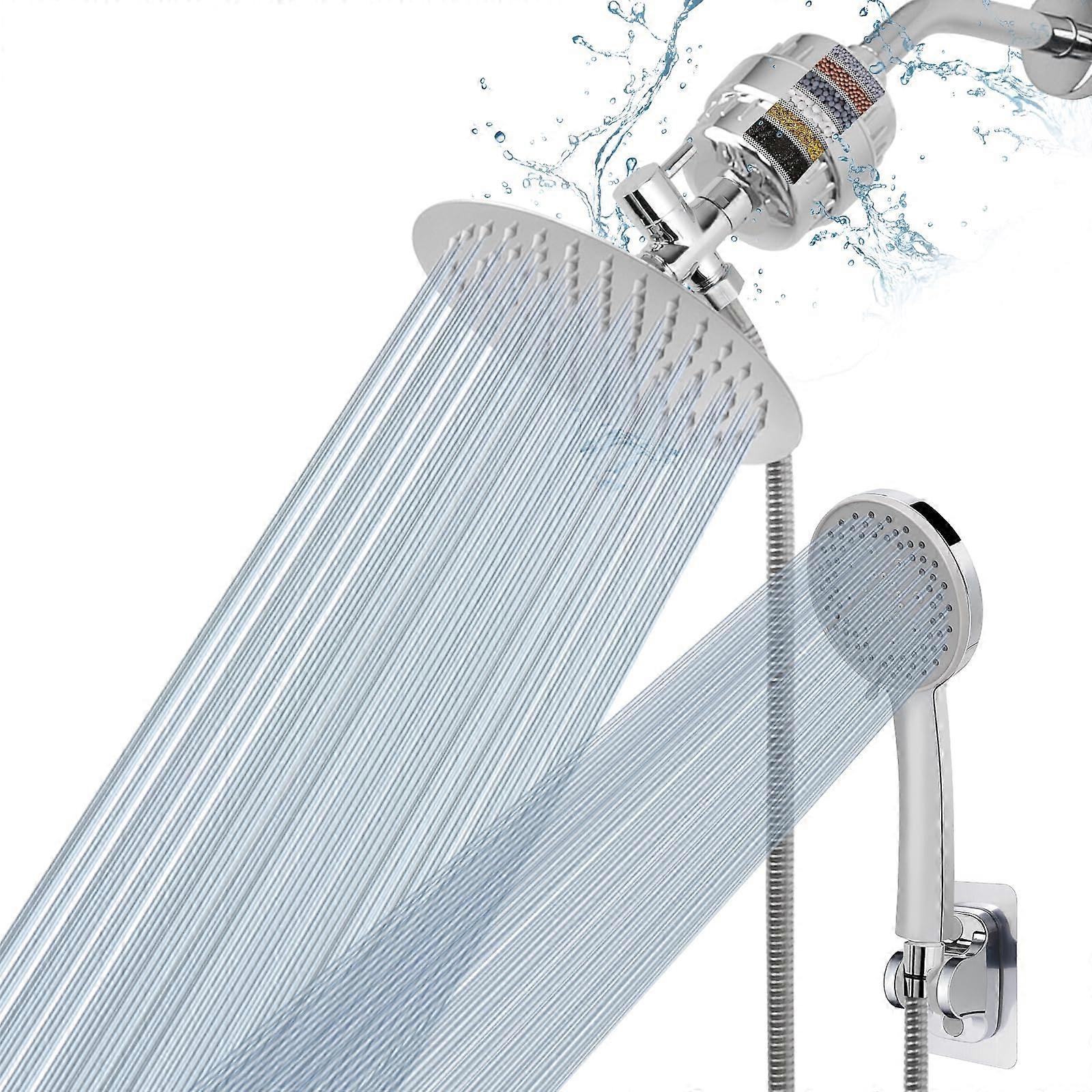 Filtered High Pressure Round Rain Shower for Head Showering Handheld Use 8″