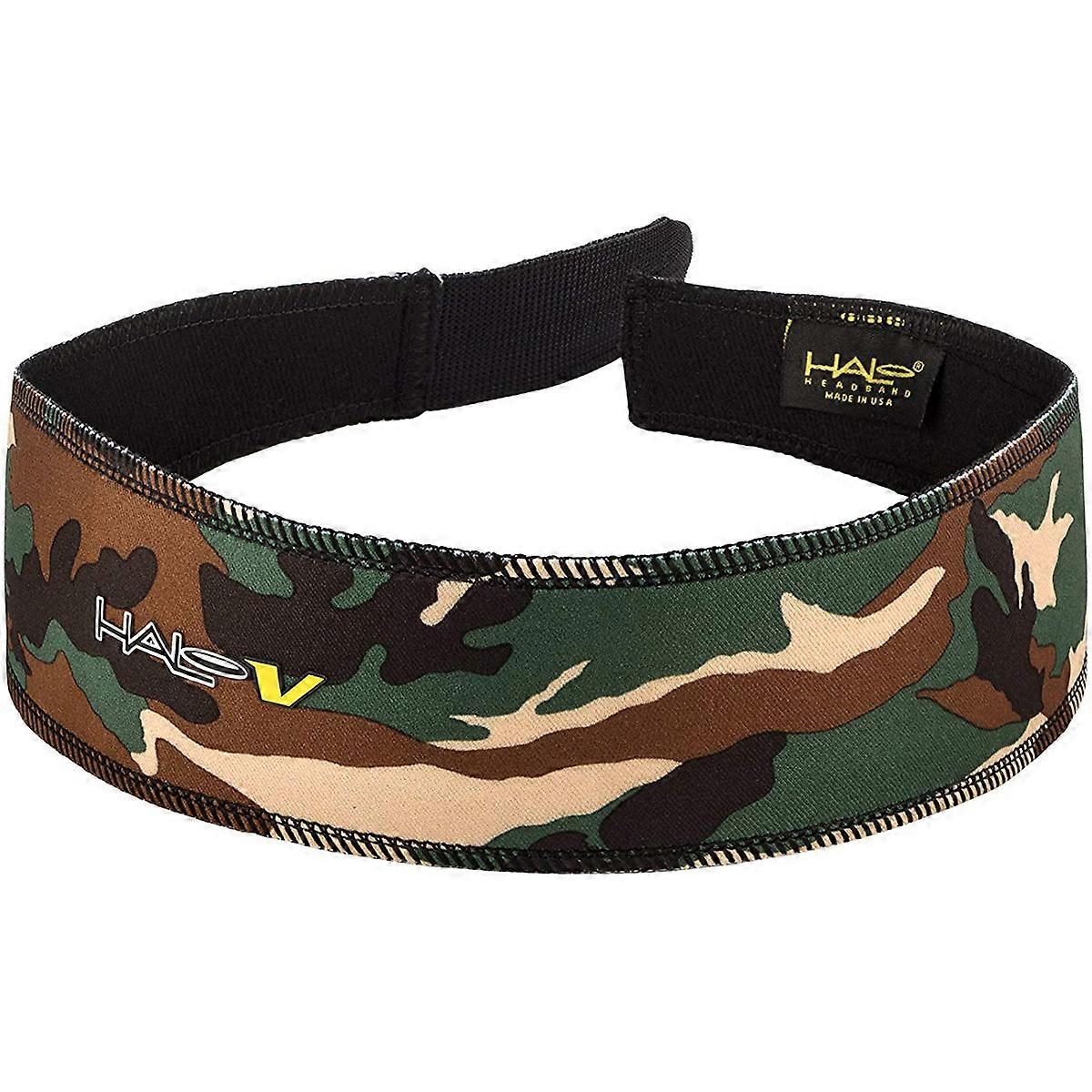 Halo Headband V Hook and Loop Sweatband - Camo Green