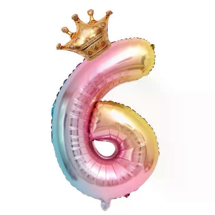 32-Inch Gradient Color Crown Balloons-5 PCS Birthday Decoration by