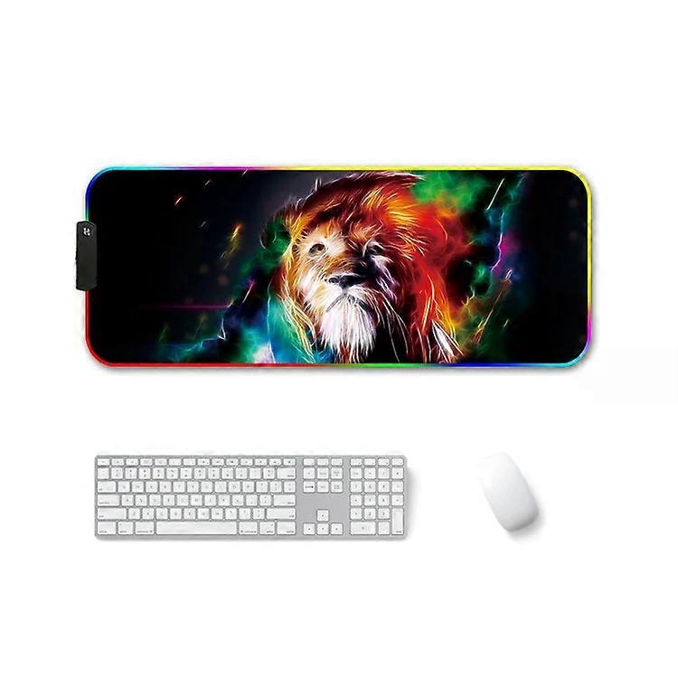 RGB Luminous Non-Slip Mouse Pad-350x600x4mm Colorful Lion Design Colorful Lion