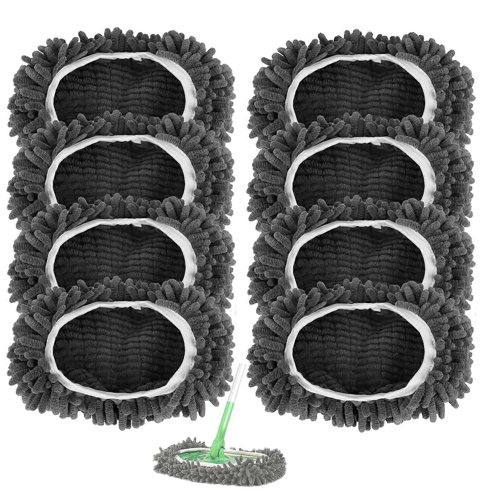 8 PCS Reusable Mop Pads Refill for Wet & Dry Cleaning 10-12 Inch