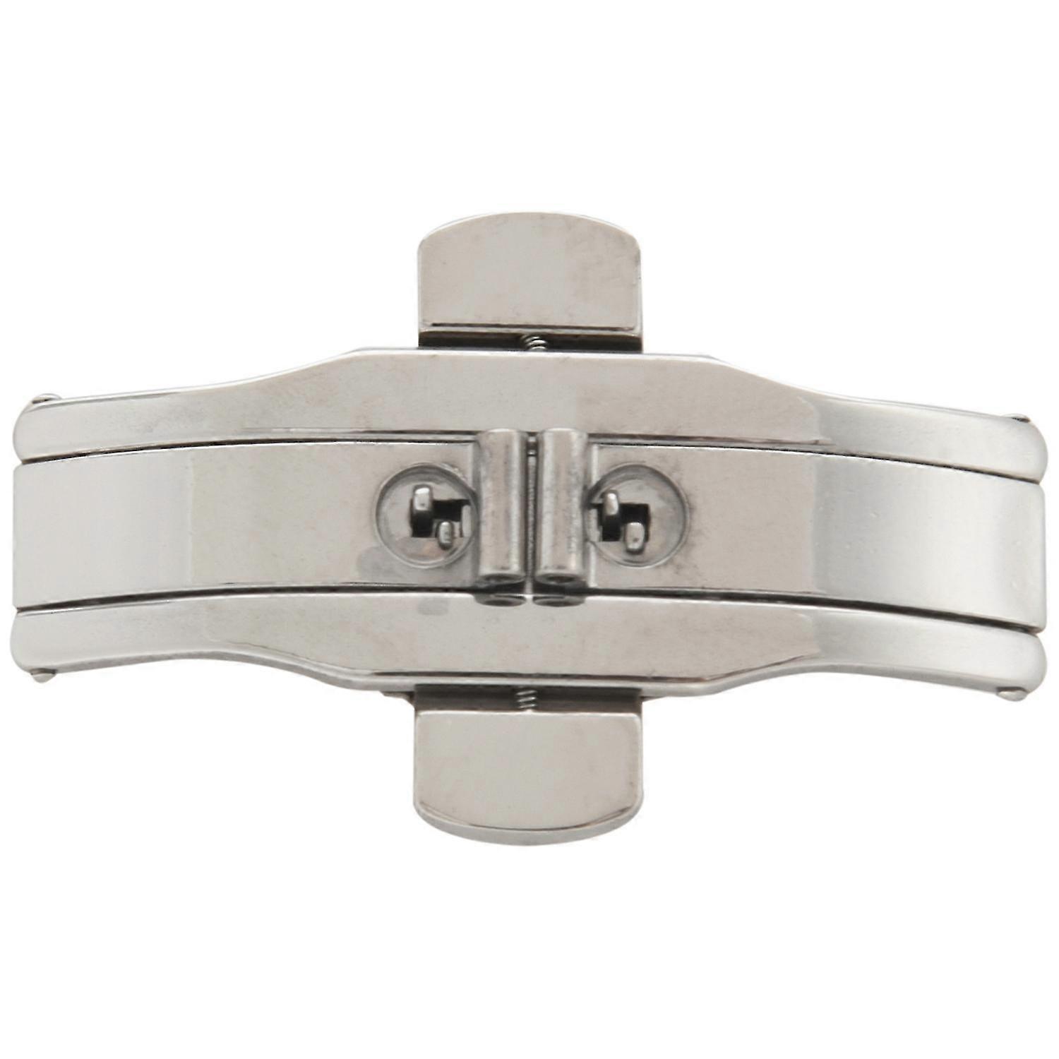 Double Push Button Butterfly Clasp Buckle Silver For 21mm Watch Band Strap