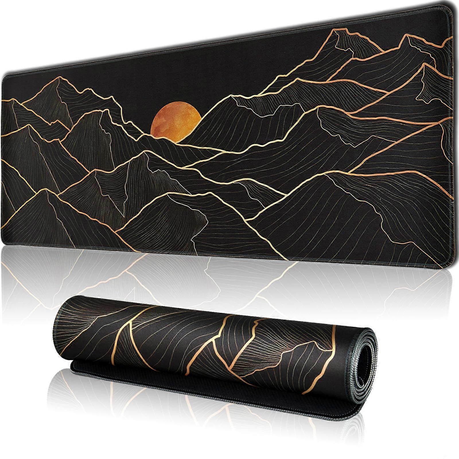 Large game mouse pad for the table, stitched edges, waterproof, non -slip rubber base, 31.5x11.8 inch