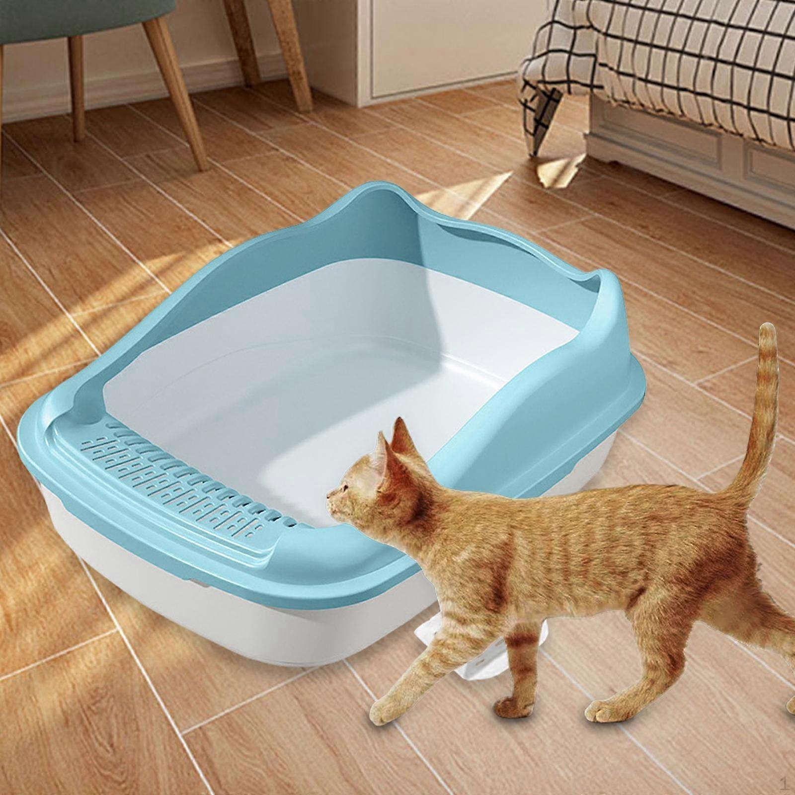 Cat Litter Box Semi Enclosed 56x38x20cm Anti Splashing Large Capacity Multifunctional for Rabbits