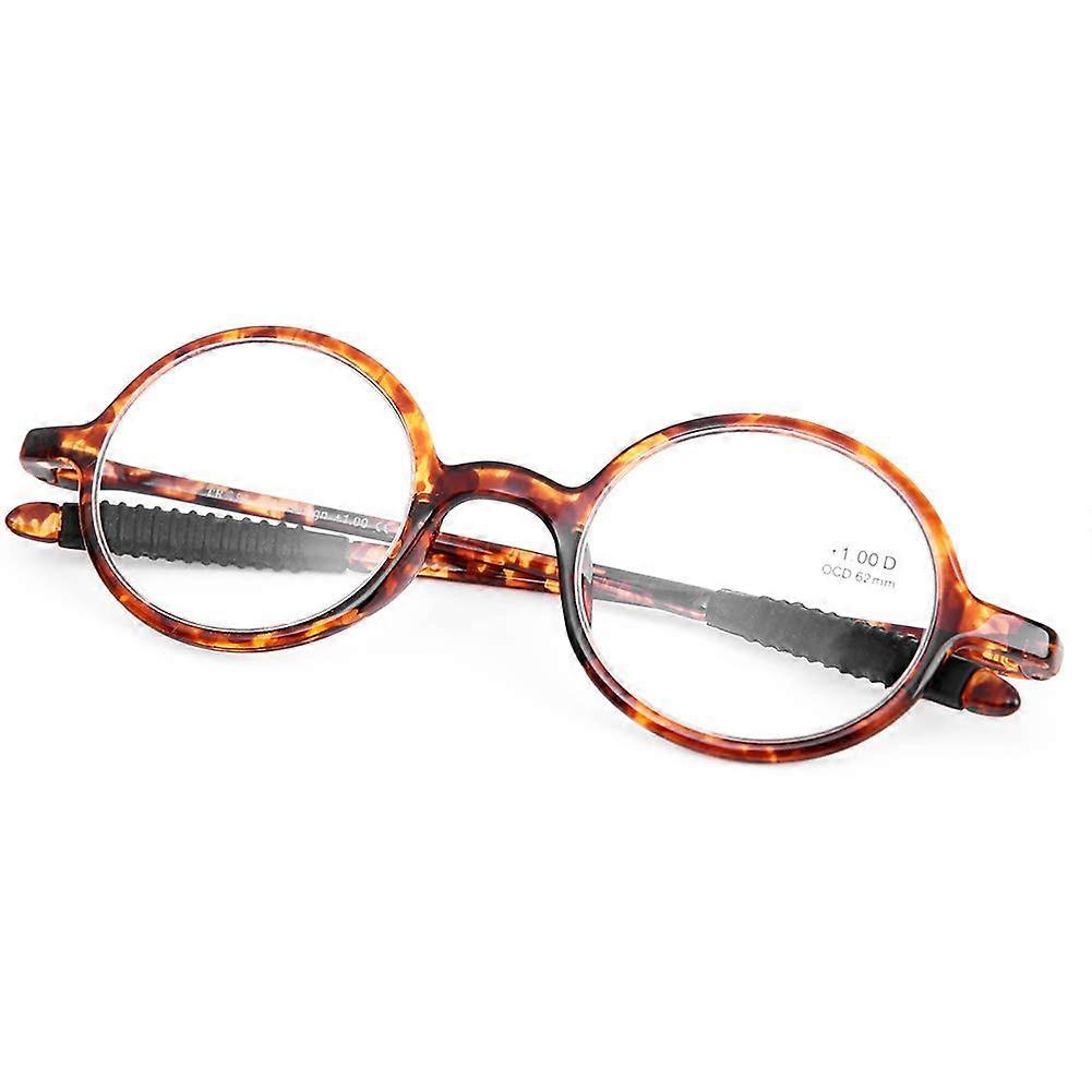 Round Reading Glasses Unisex Flexible Frames Tortoise Shell +1.25 Diopter