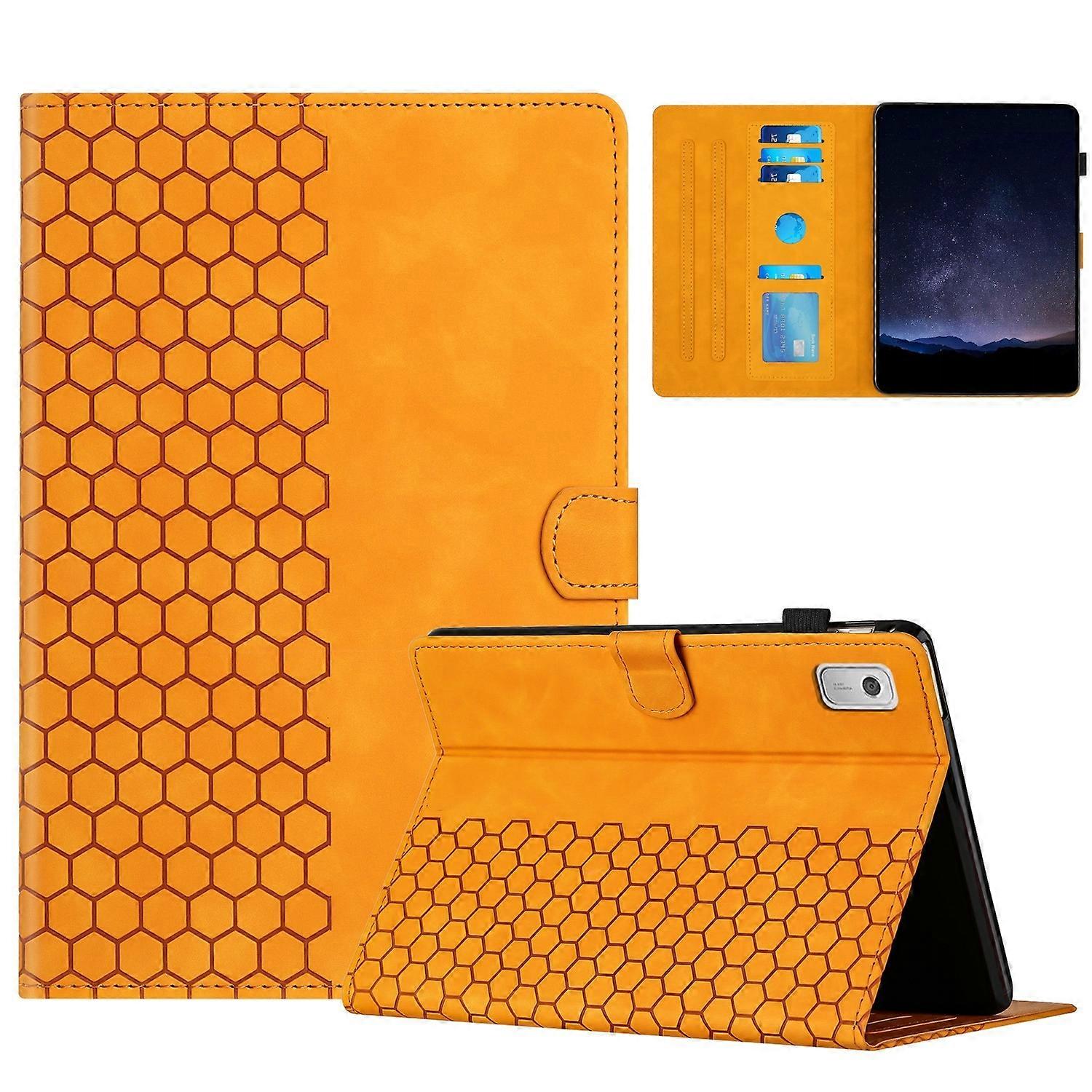 Honeycomb Embossed Leather Smart Tablet Case
