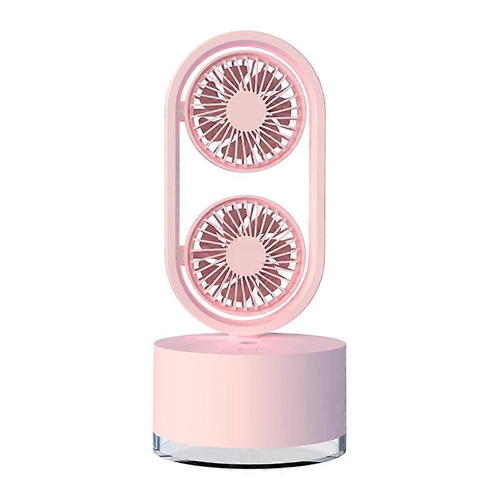 DoubleHead Humidifying Spray Fan Adjustable For Head 360° Rechargeable Rotatable Personal Desk Fan For Home Office Laptop C Cooling Fan