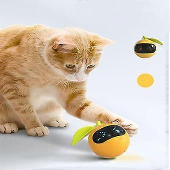 Elektrisk självroterande kattleksak med laser röd prick interaktiv automatisk smart hoppboll orange