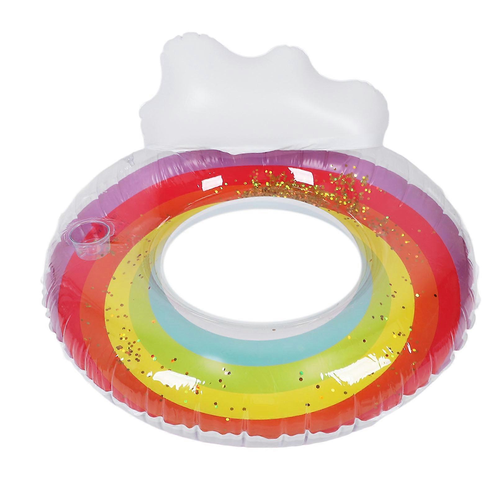 Swimming Ring Inflatable Colorful Thickened PVC Float Raft with Backrest Sequins for Beach Pool Party