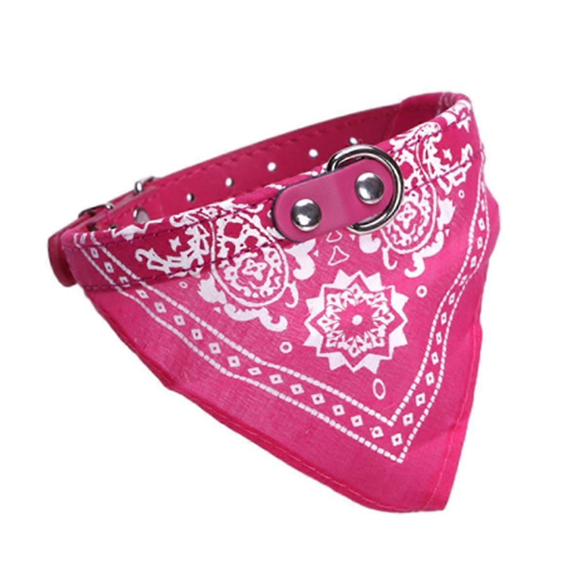 Ethnic Style Pattern Cat Small Dog Bib Saliva Towel Adjustable Pet Collar(Rose Red S)