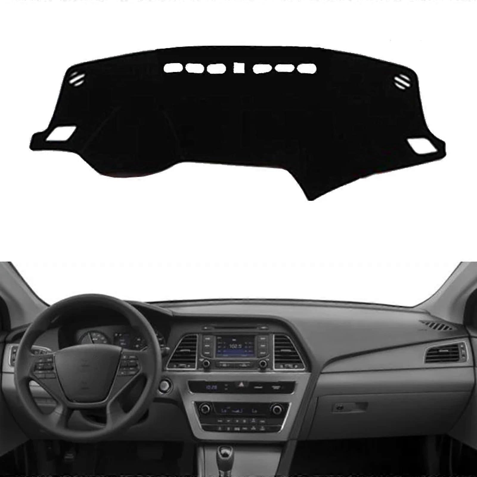 Dashboard Cover for Hyundai Sonata 2015-2018, Black Non-Slip Mat, Durable Dash Board Accessories, Custom Fit Interior Protection