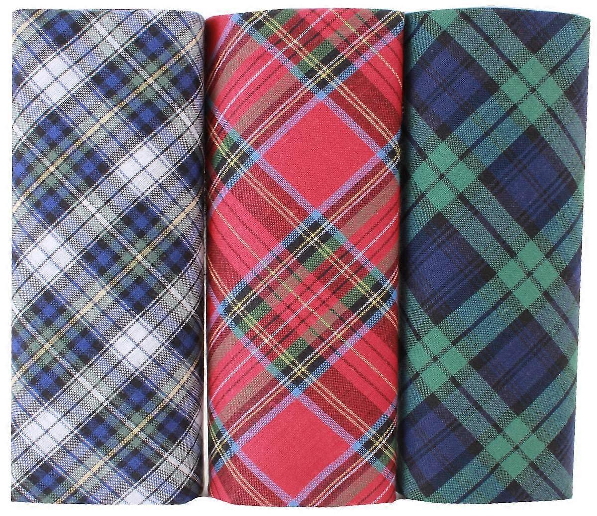 David Van Hagen Tartan 3 Pack Handkerchief - Red/Green/Blue