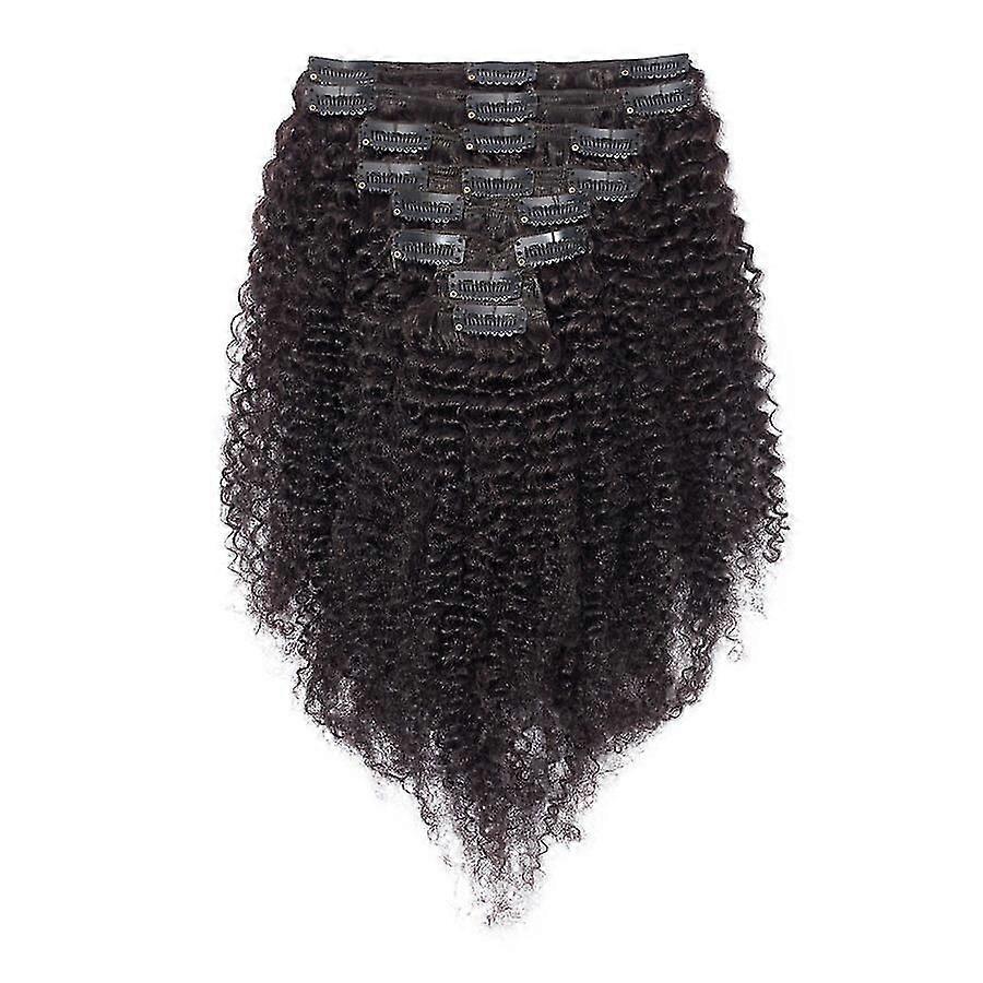 8pcs Afro σγουρό κλιπ στις επεκτάσεις ανθρώπινης τρίχας βραζιλιάνικη τρίχα