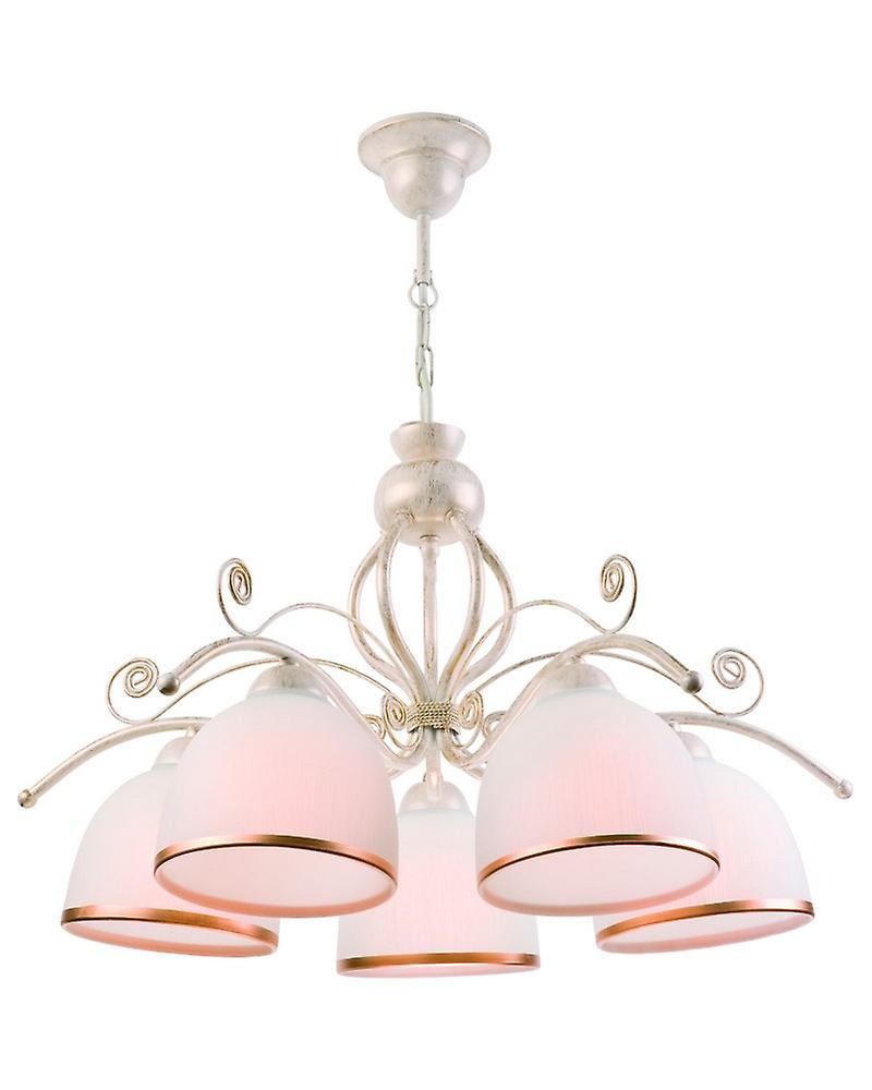 Retro Multi Arm Pendant Ceiling Light White, 5x E27