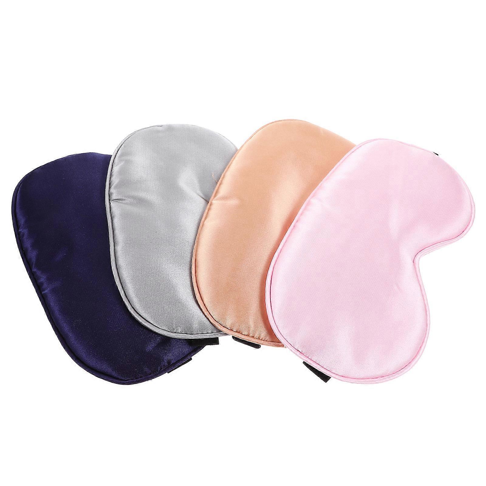 4pcs Imitation Silk Eye Masks, Solid Color Light Blocking Sleep Eye Covers with Flexible Head Strap for Travel, Home, and Napping – Comfortable Design