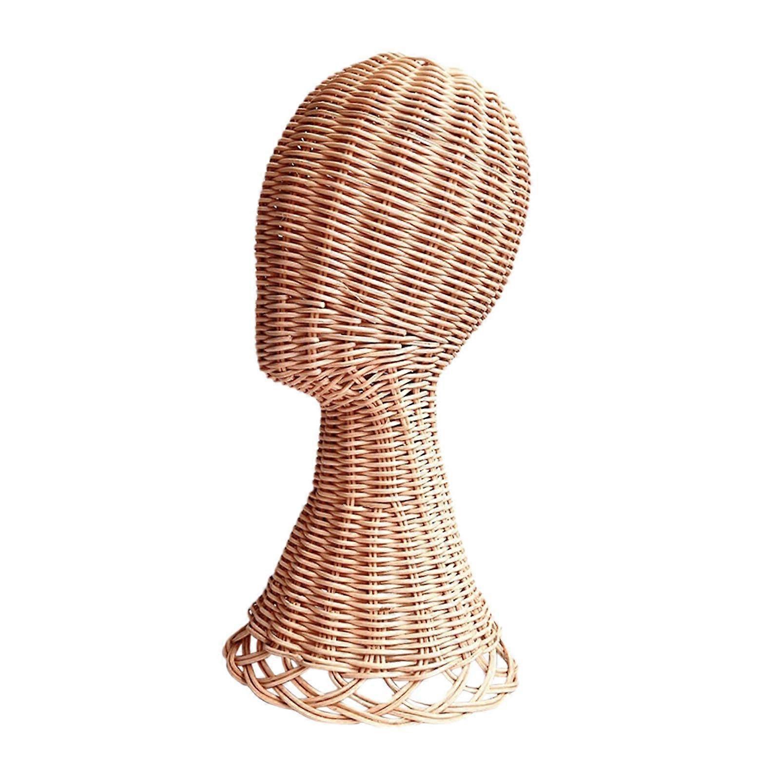 Mannequin Manikin Head Rattan Wig Head Display Stand, Hat And Scarf Display Model, Headphones Compatible, Salon Pro