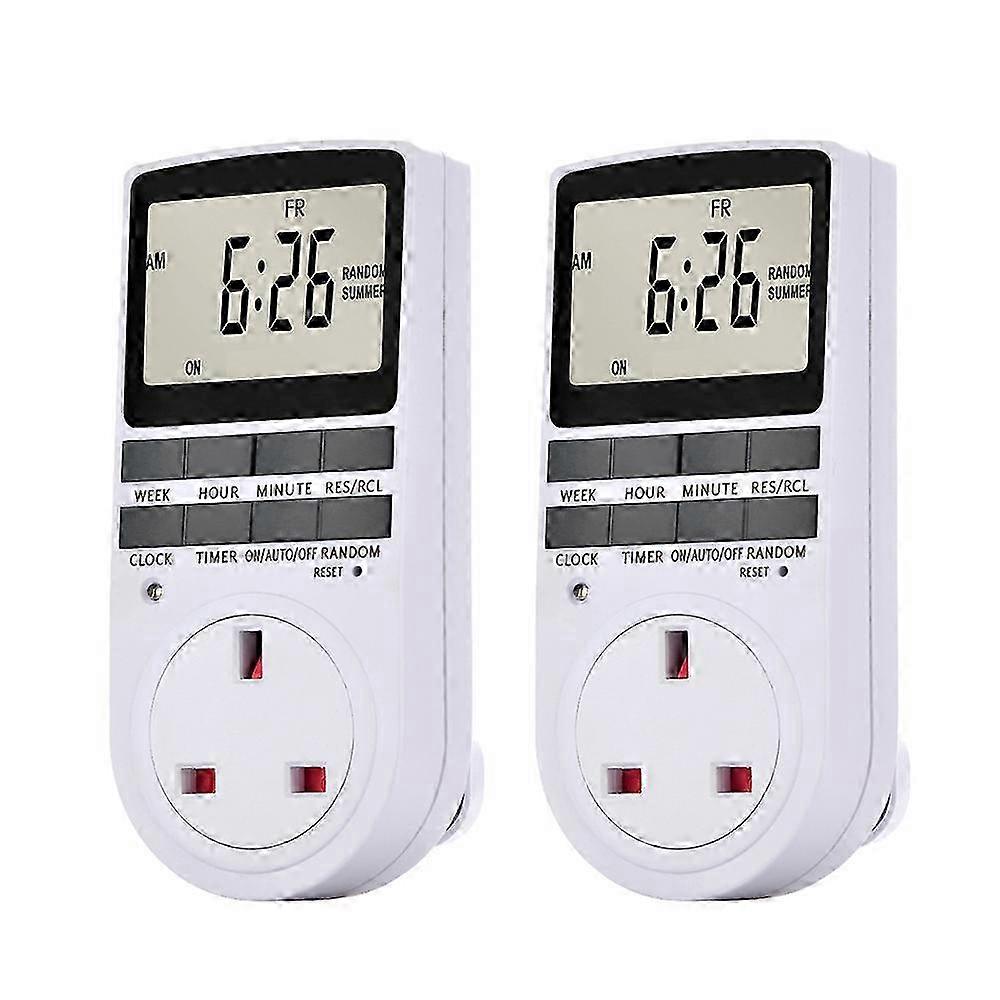 2-Pack Digital Plug-in Timer Socket with LCD, 10 Programs, 24H/7D Energy Saving for Appliances