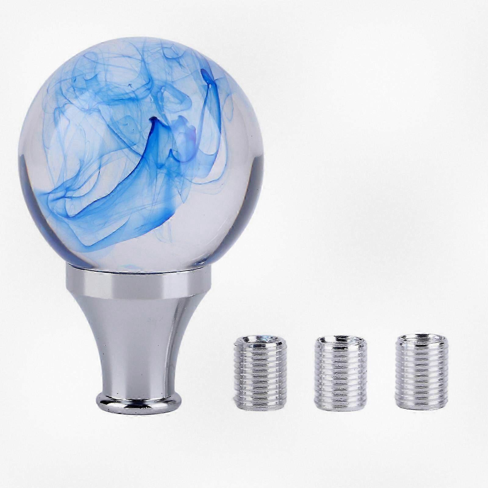 JDM Style Gear Shift Knob with 3 Adapters Round Ball Shape Shifter Head for Manual and Automatic Transmission Vehicles in Blue Color