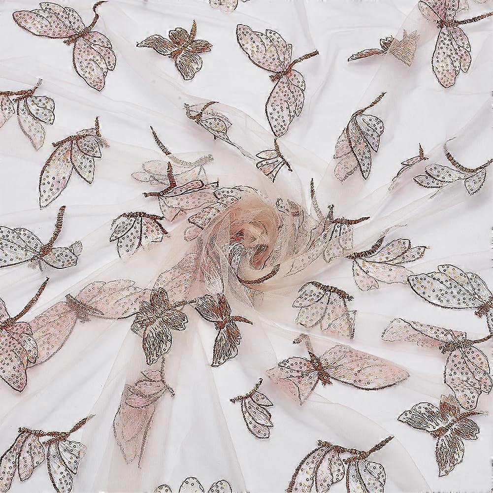 3 Yards Mesh Tulle Fabric, 59 Inch Dragonfly Wide Pattern Embroidered Lace for Dresses