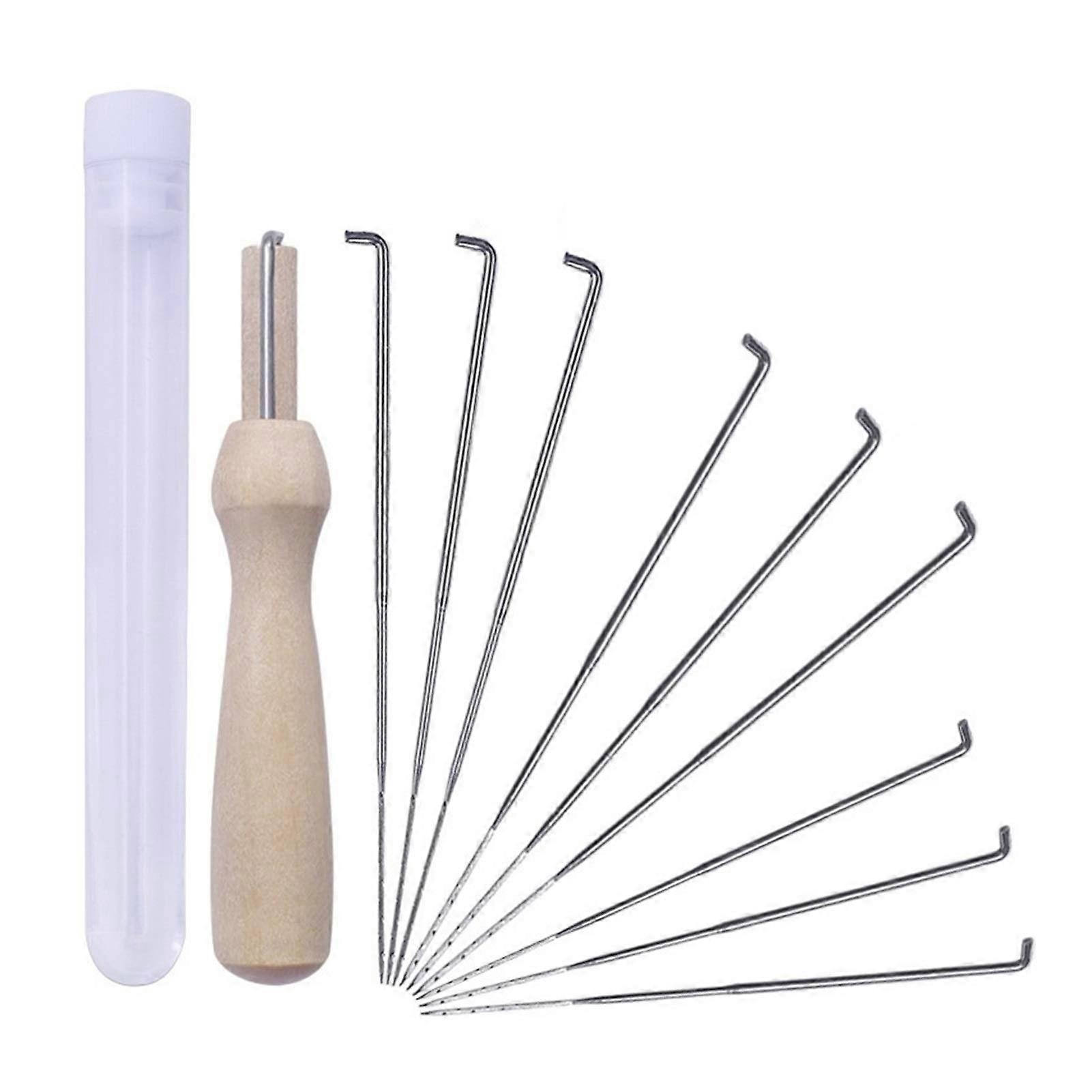Felting Needles Set Linyuex, 11 Pcs, 3 Sizes, Wool Felt Pocket Needles, DIY Craft Felt Tools, Wood Handle, With Bottle