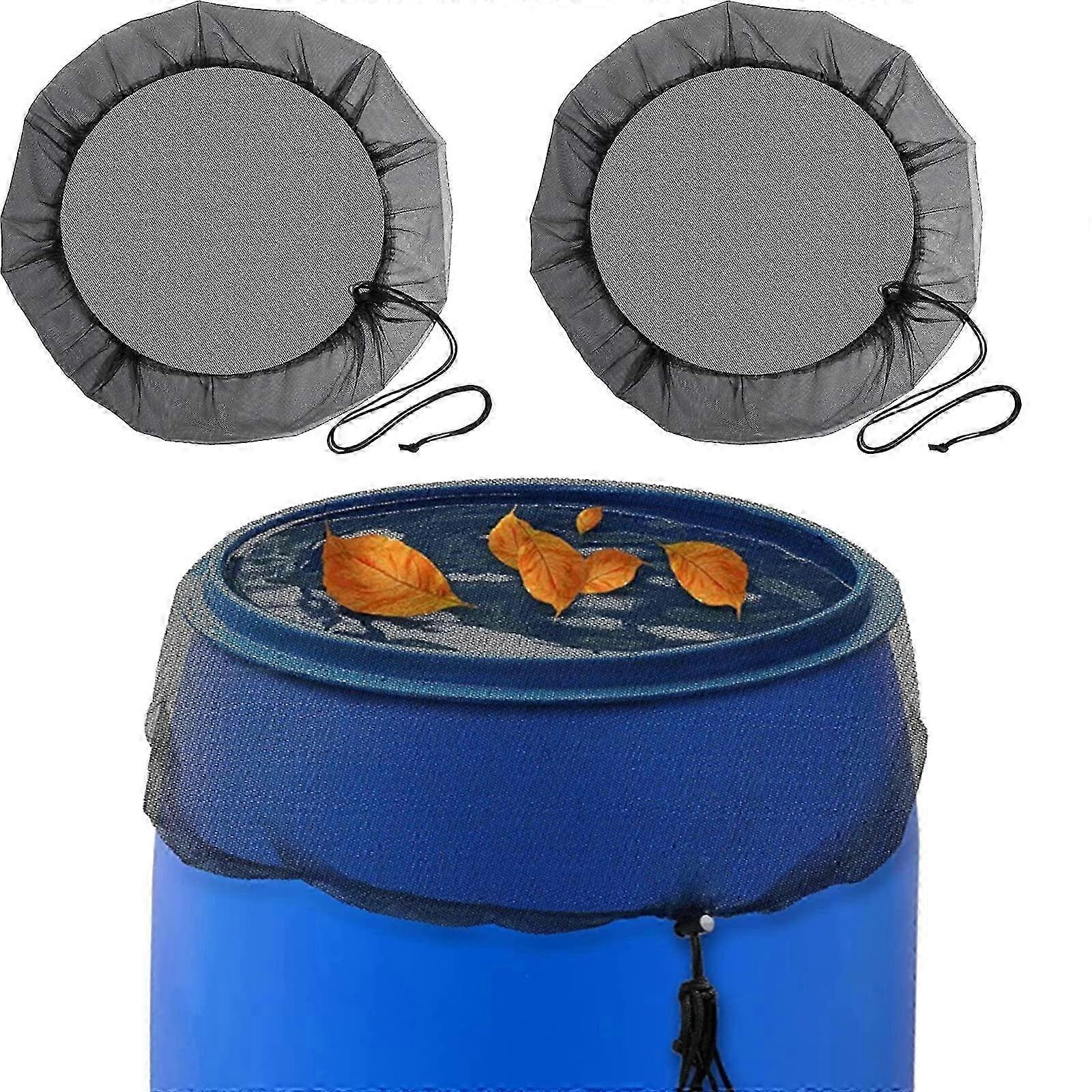 2PCSレインバレルネット95cm、ほこり、葉、蚊用の巾着付き-ブラック