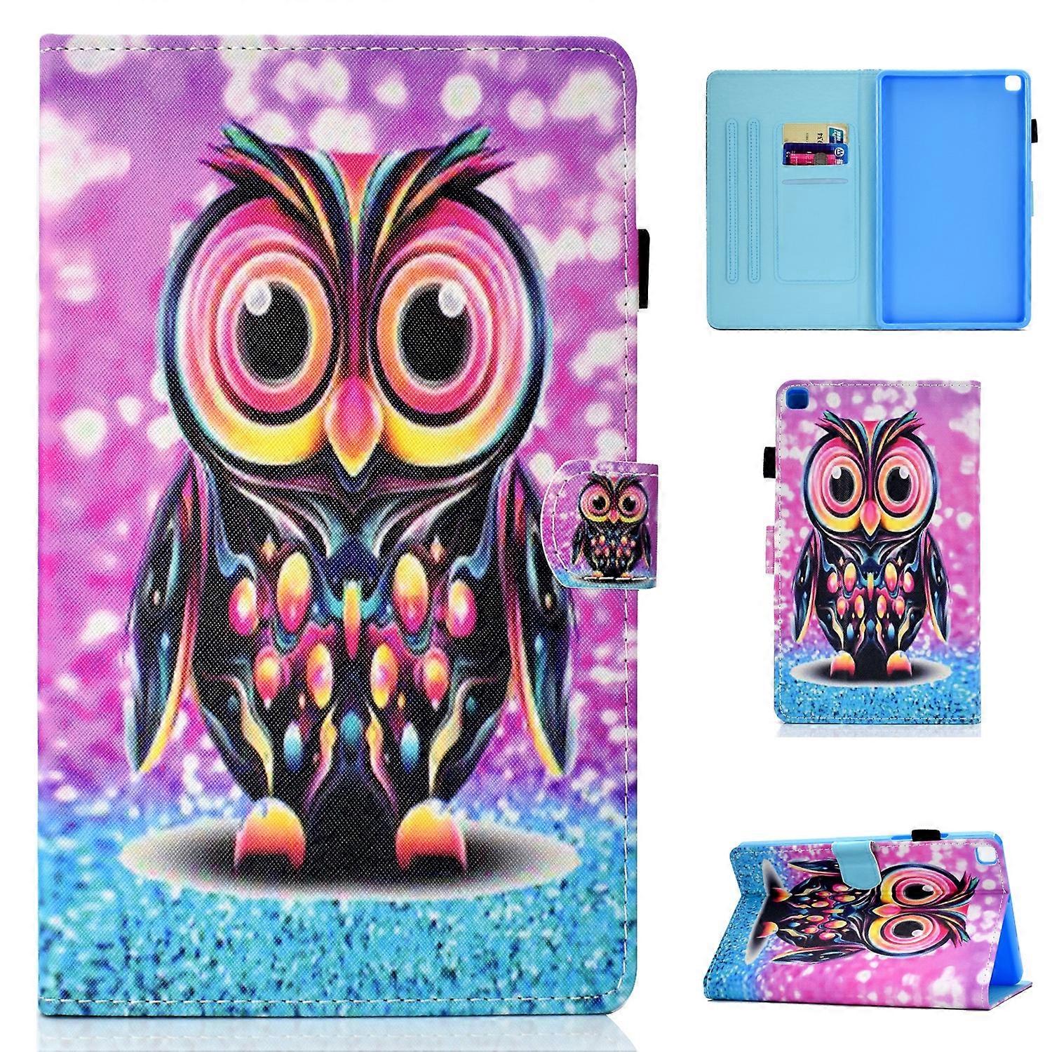 Samsung Galaxy Tab A7 Lite 8.7 (2021) T220 värillinen piirustusompele vaakasuora läppänahkakotelo pidikkeellä ja korttipaikalla