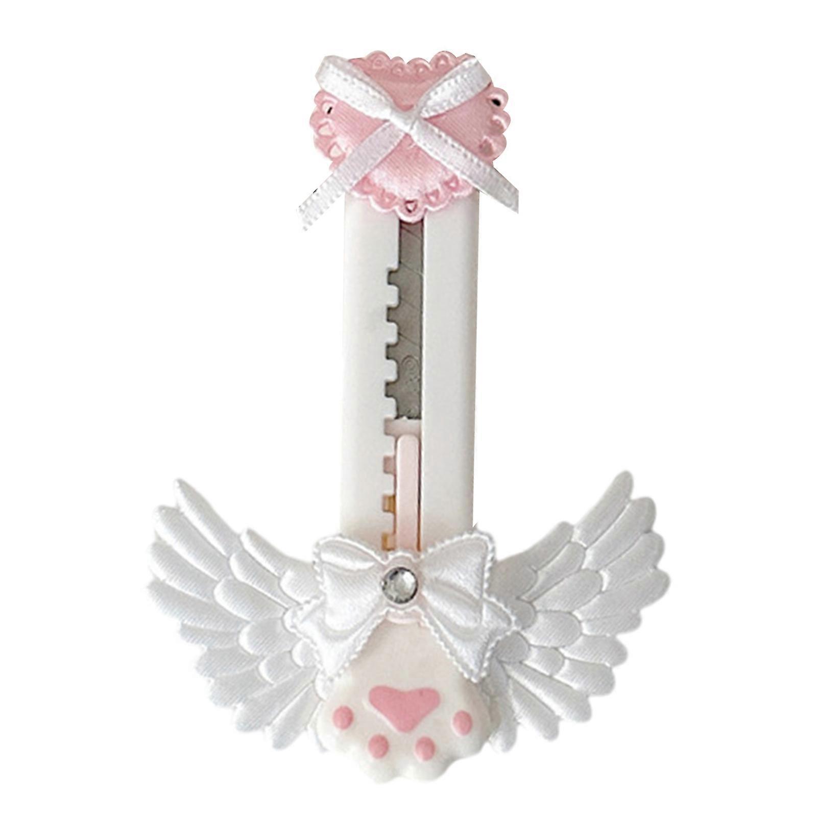 Bowknot Box Opener, Retractable Utility Paper Cutter Box Cutter Package Opener Envelope Opener for Paper, Coupon, Photo White