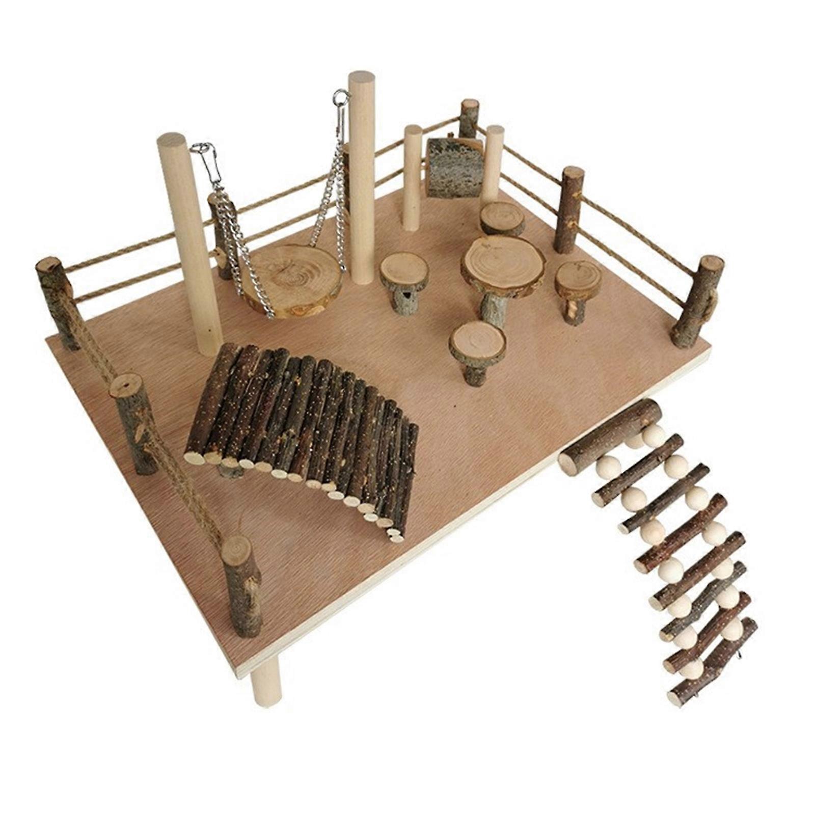 Spaciously Wood Hamster Swing Climbing Set Perfect for Ensuring Hours of Entertainment and Exercise for Curious Hamster