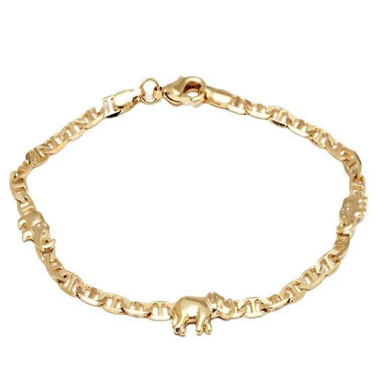 Gold Plated Flat Elephant Anklet For Women