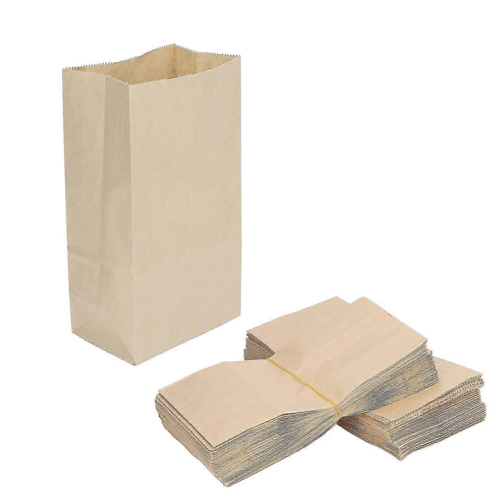 100個クラフト紙袋食品グレード耐油性耐引裂性使い捨てブラウンクラフト紙食料品袋240x130x80mm / 9.4x5.1x3.1in