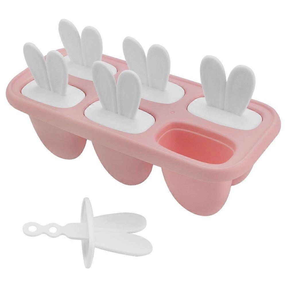 Cartoon Bunny Popsicle Mold, BPA Free Popsicle Maker, Diy Reusable Popsicle Maker With Sticks For Homemade Popsicles (6 Grids, Pink)
