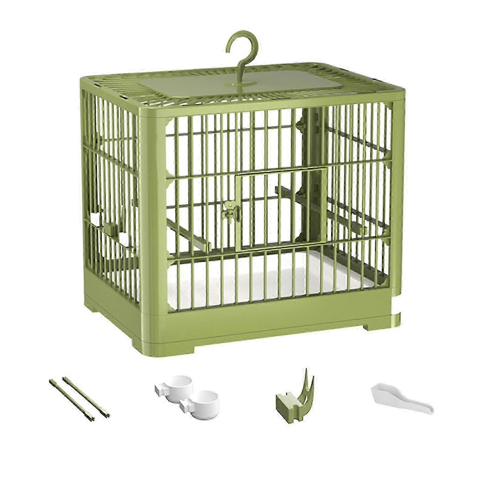 カナリアやセキセイインコに適したアクセサリー用のフックとスライドアウトトレイ付きの鳥かご