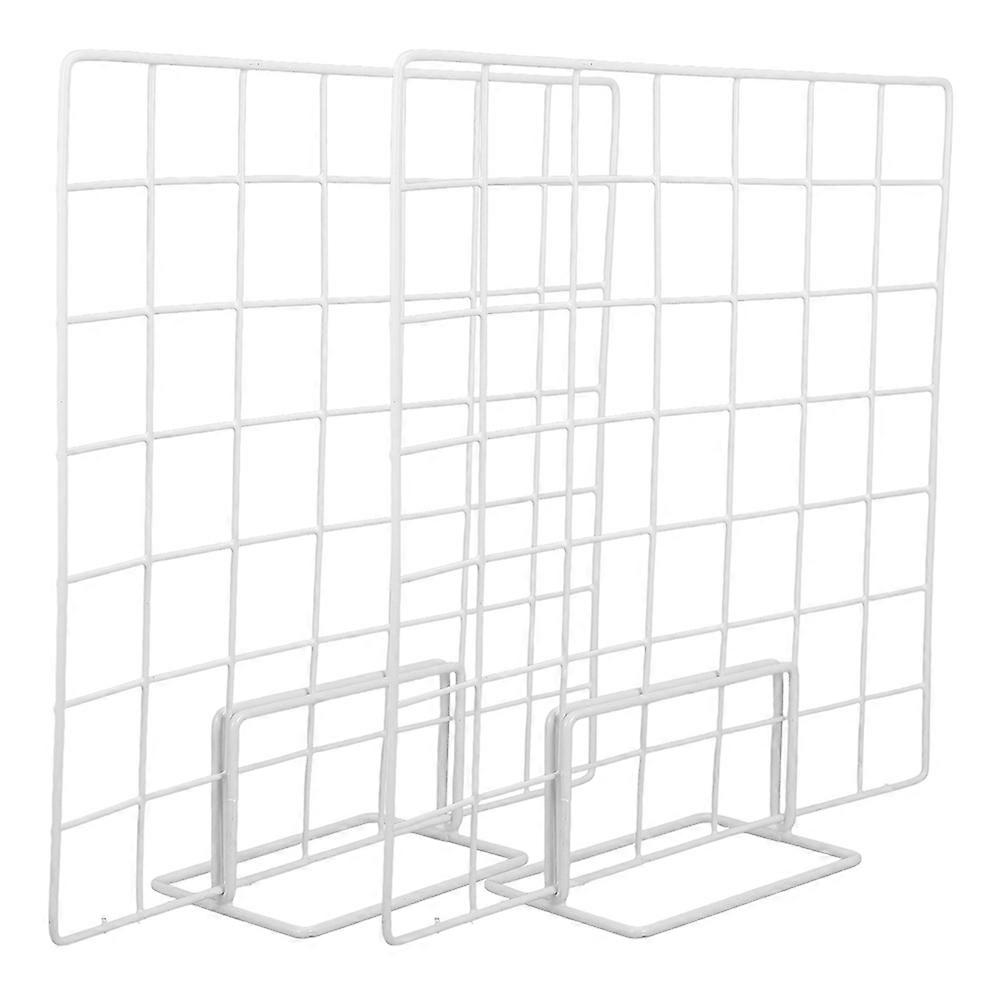2 Sets White Grid Display Holders for Countertop Artwork and Photo Showcase Versatile Wall Mountable Design for Home and Shop Use