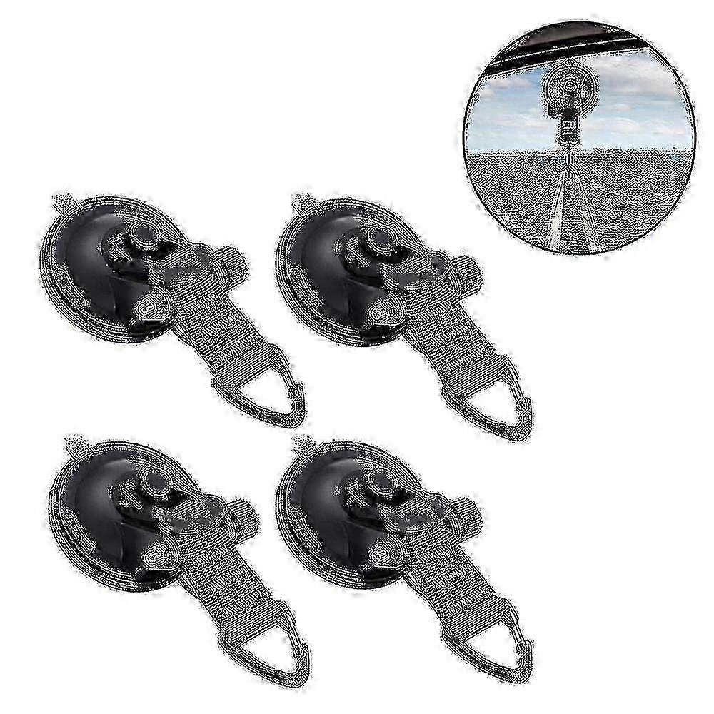 Heavy Duty Suction Cups with Hooks - 4 Pack for Car Camping & Tarps - Strong Power - Blue
