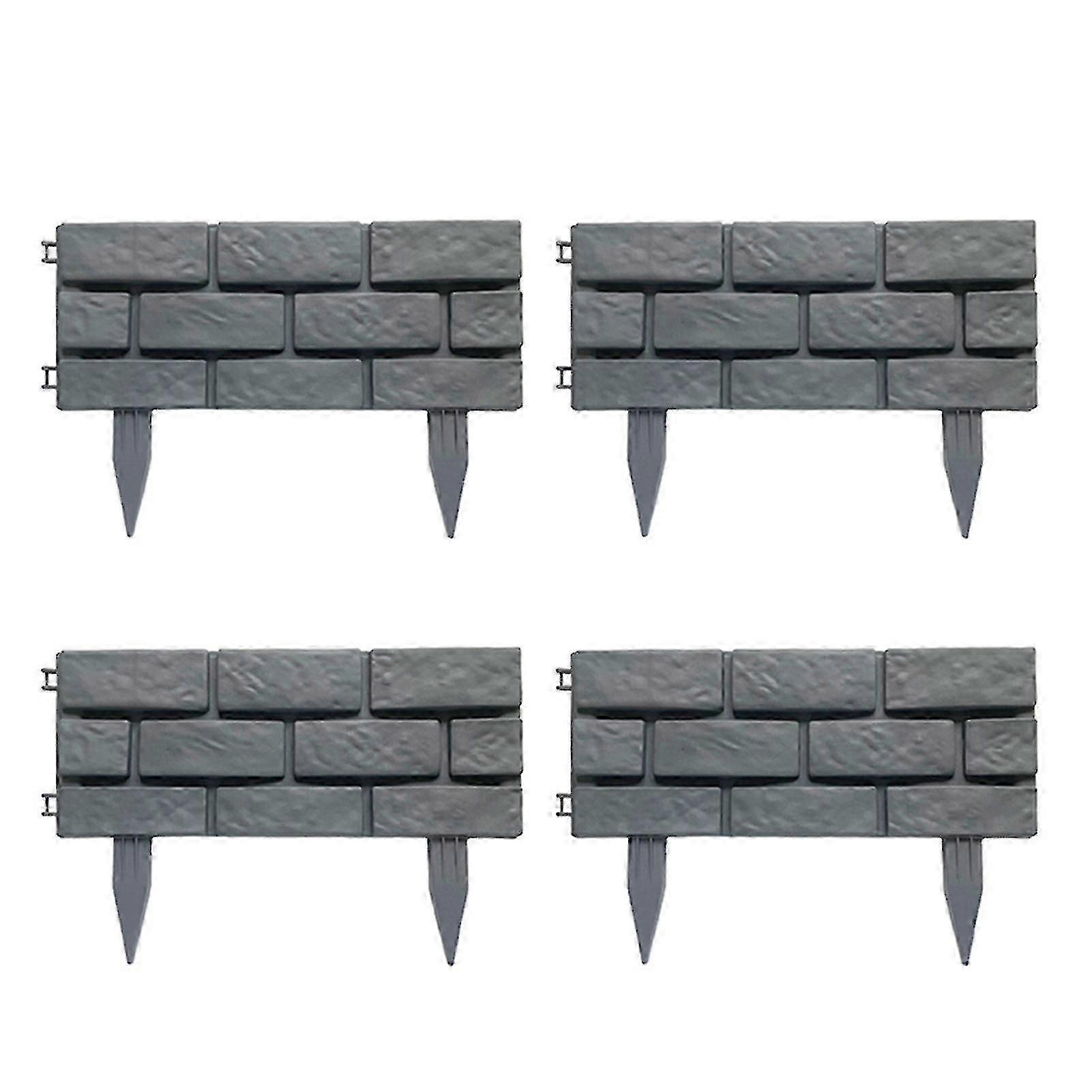4 قطع أسوار رمادية بلاستيكية قابلة للفصل ، حواف العشب الحجرية المقلدة لحدود الحديقة وزخرفة المناظر الطبيعية