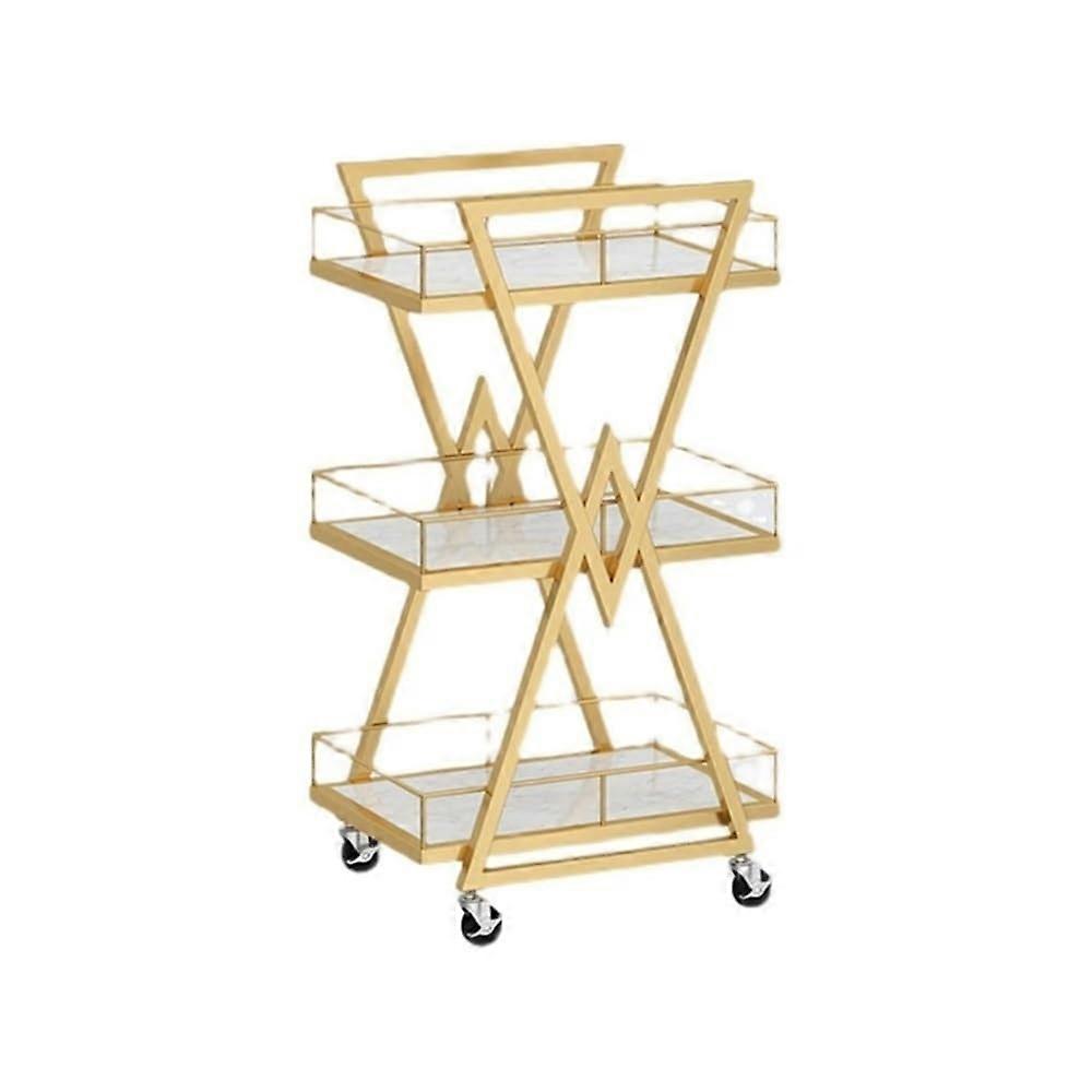 Side Table with 3 Levels and Wheels - Rolling Sofa Trolley for Living Room and Bedroom, Home and Spa Use