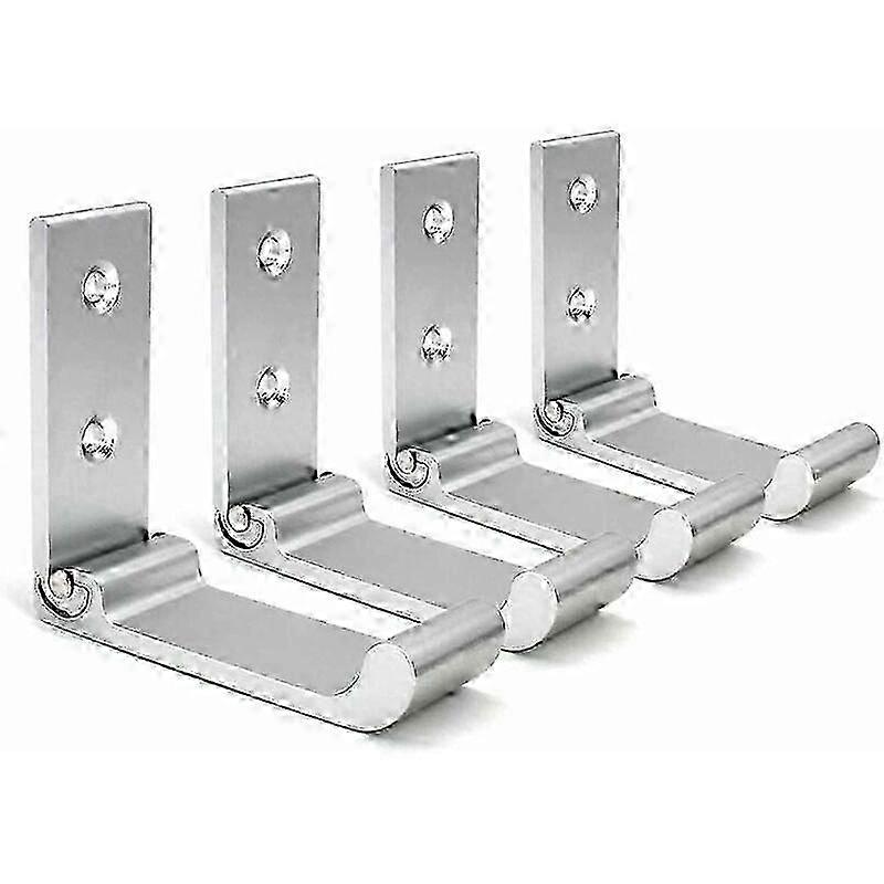 Foldable Wall Hooks 4PCS, Invisible Coat Hooks Aluminum with Screws for Jacket Towel (Silver)