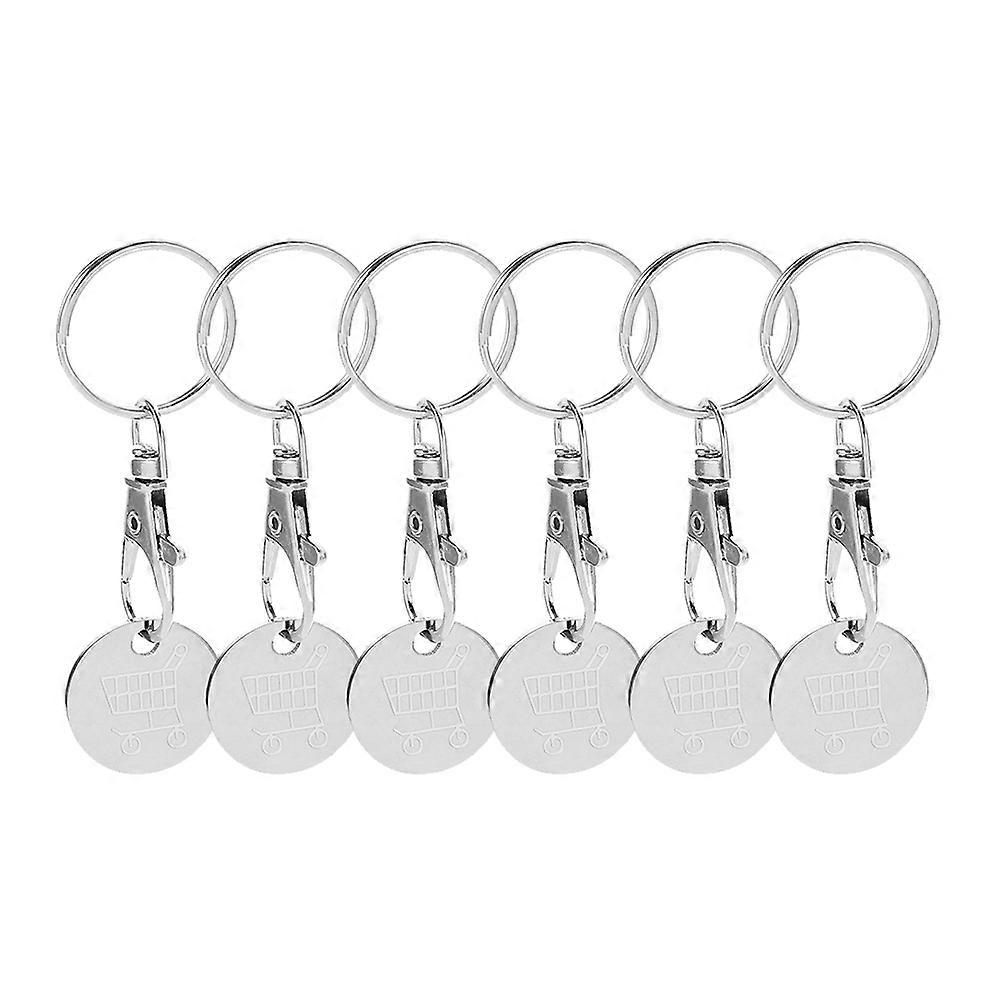 6pcs Metal Shopping Trolley Keychain Tokens   Easy Access Key Ring for Grocery Carts & Supermarket Use
