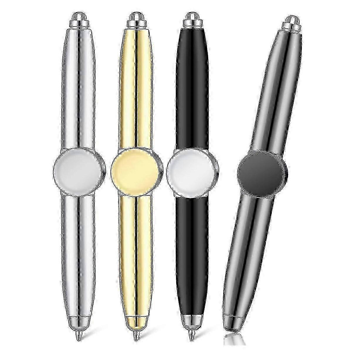 4Pcs Fidget Spinner Pen with LED Light, Multi-Functional Cool Pen for Anxiety Relief and Stress Reduction, Ballpoint Design (As Shown)