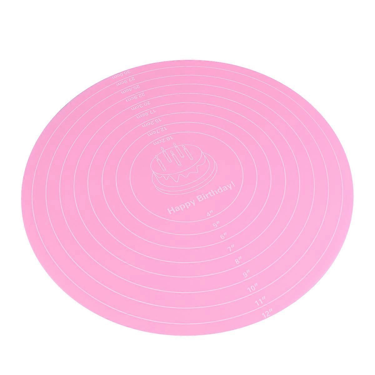 Baking Mat Sheet Reusable Pink Round Table Mat For Wedding 12-Inch 1Pc