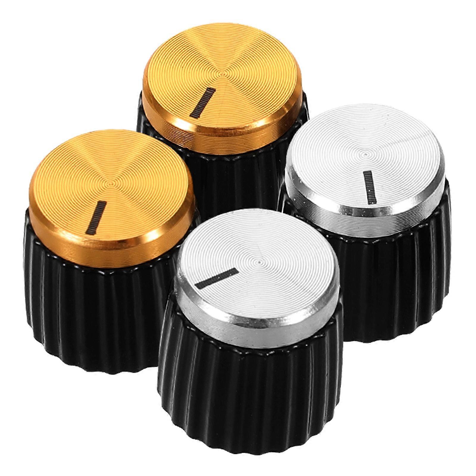4pcs Durable Plastic Potentiometer Knobs for Amplifiers – Smooth Volume Control, Compatible with Electric Guitars and Bass, Stylish Design