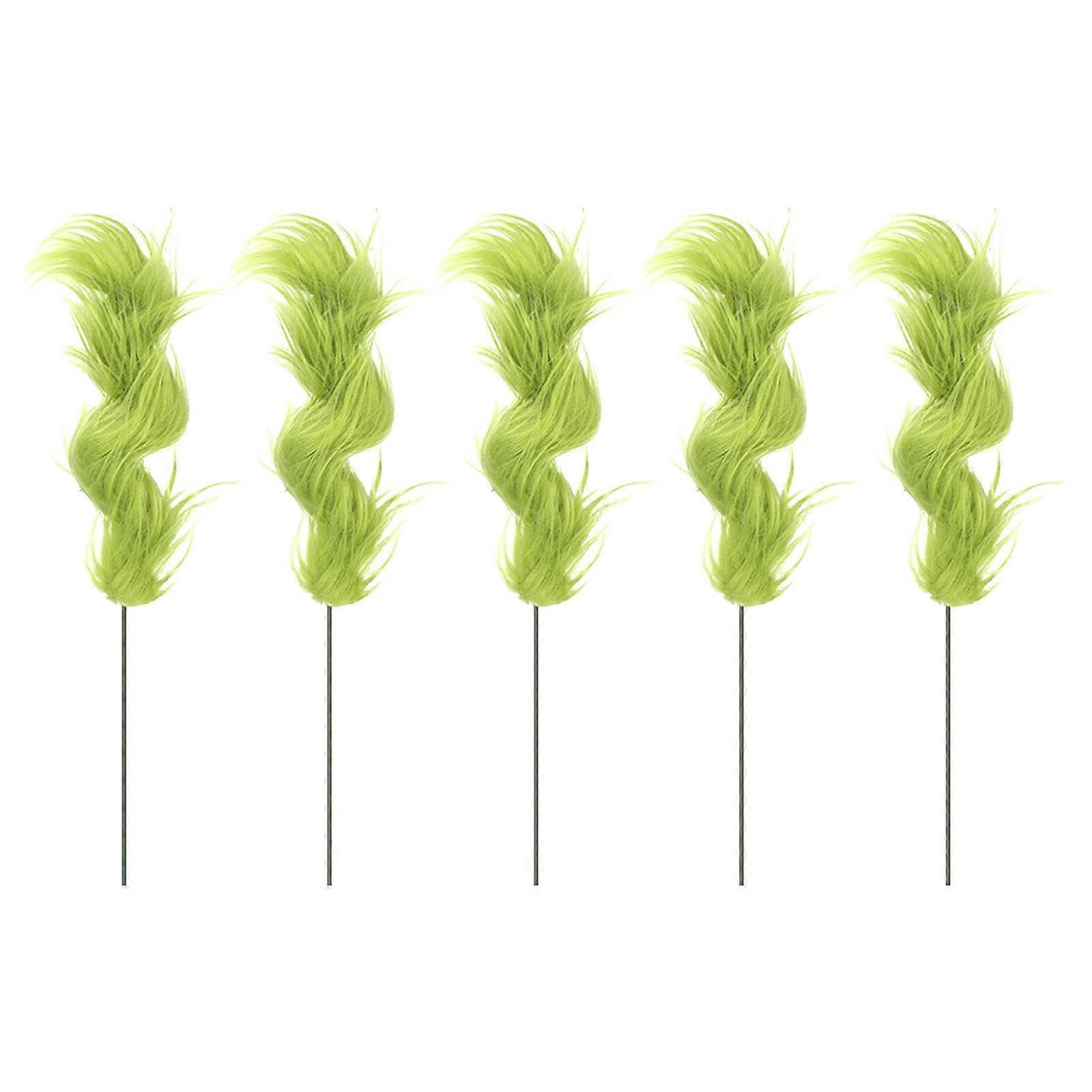 5pcs Christmas tree picks, green faux furry ornament, Christmas topper, artificial greenery for the season, winter decor, party