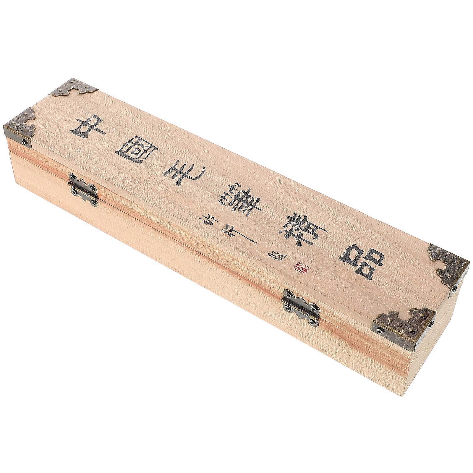 Wooden Packaging Box Calligraphy Brush Box Art Practice Protective Rectangular 1Pack
