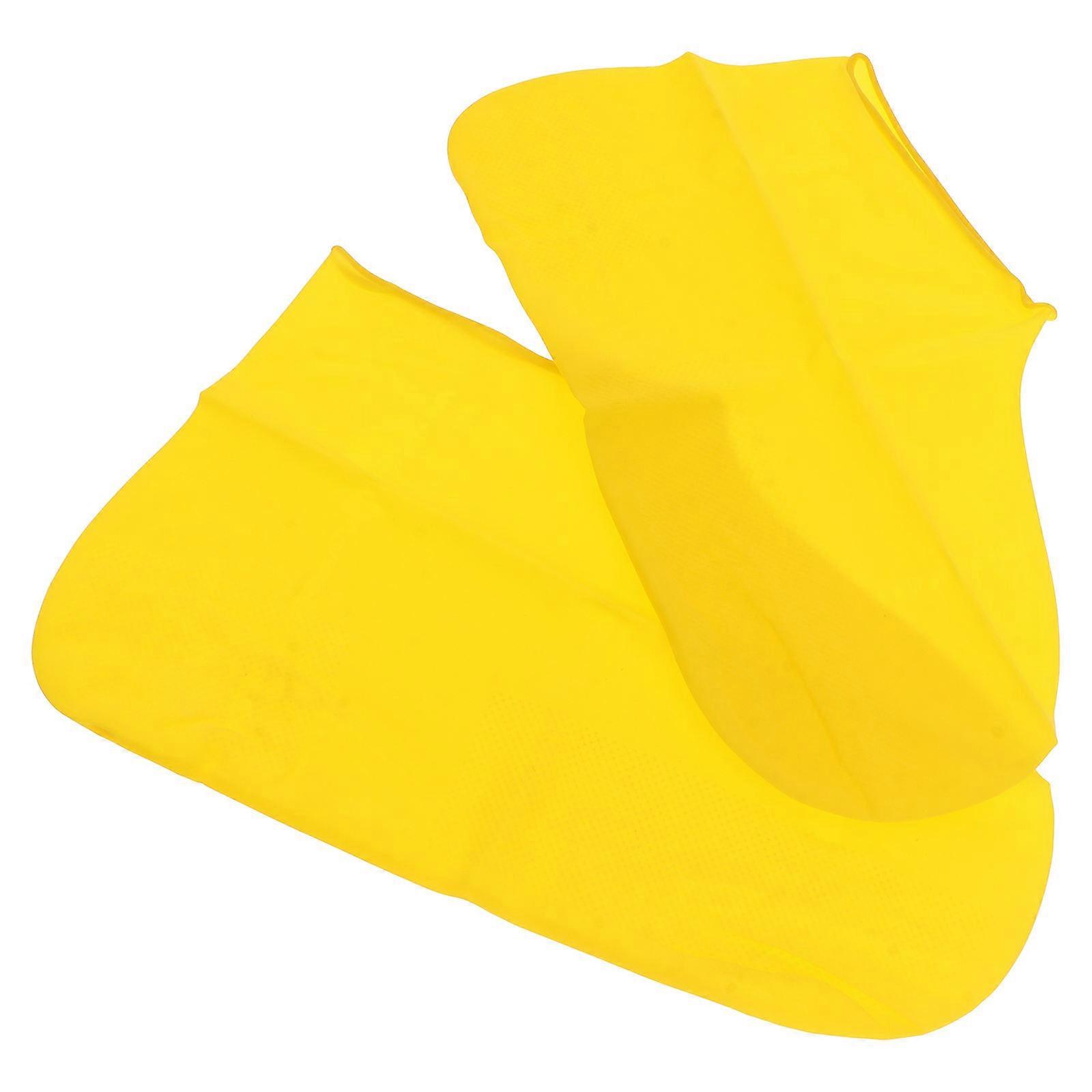 Waterproof Boot Covers Thicken Yellow Silicone Shoes Protector Anti Skid L 1Pair