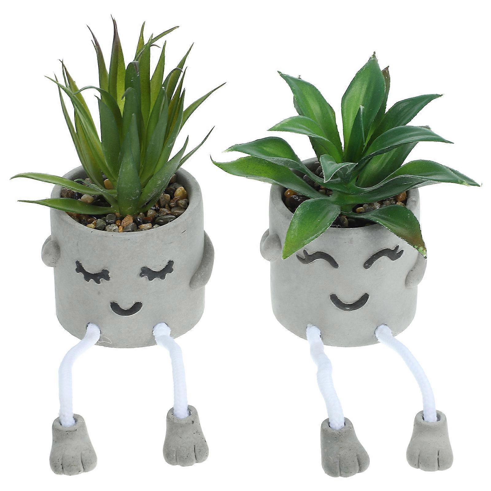 2pcs Lifelike Small Bonsai Succulents Artificial Plants Decor for Desktop, Bookshelf, Windowsill – Refreshing Home Office Decoration