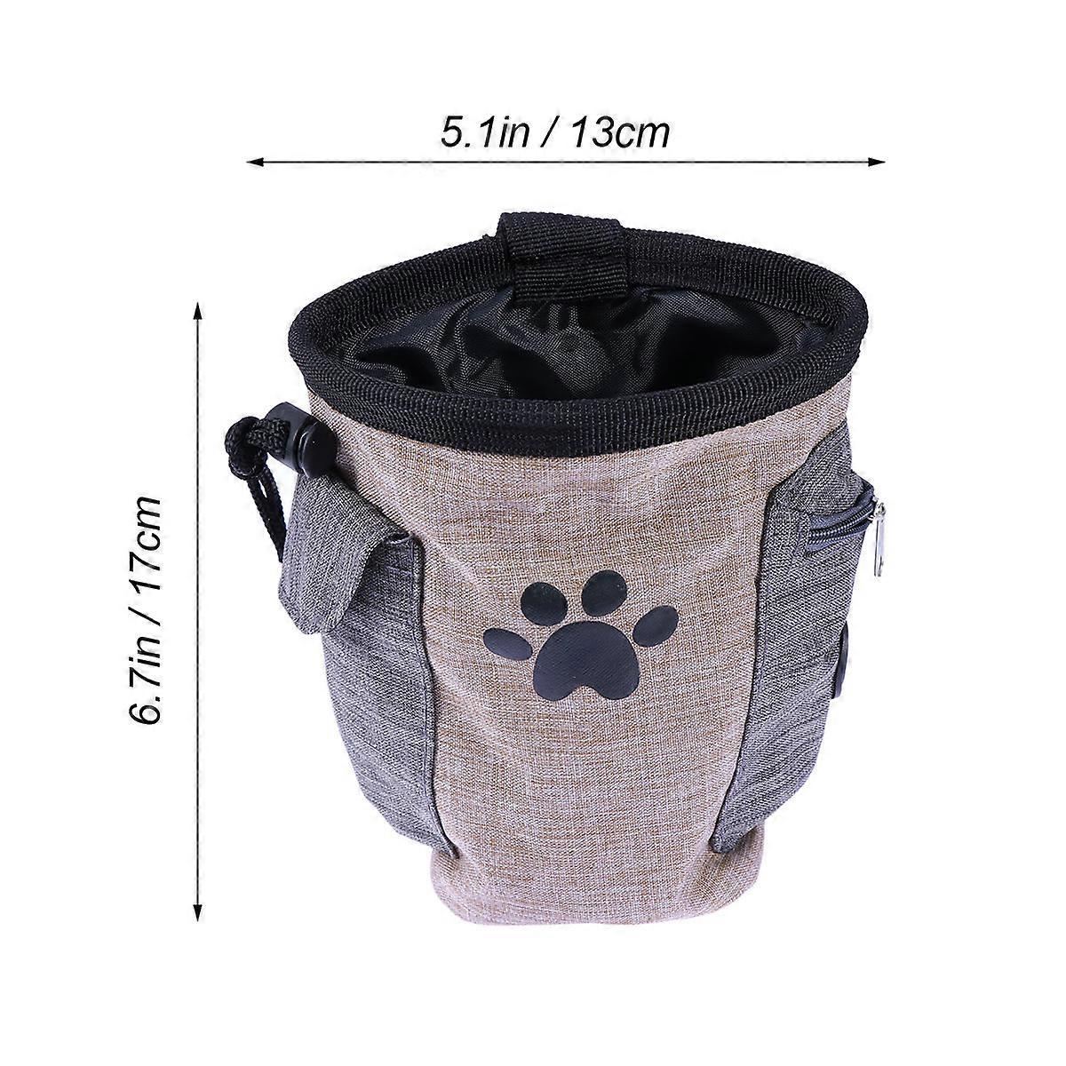 Ergonomic Dog Training Pouch with Drawstring Closure for Treats and Toys – Oxford Style, Coffee Color