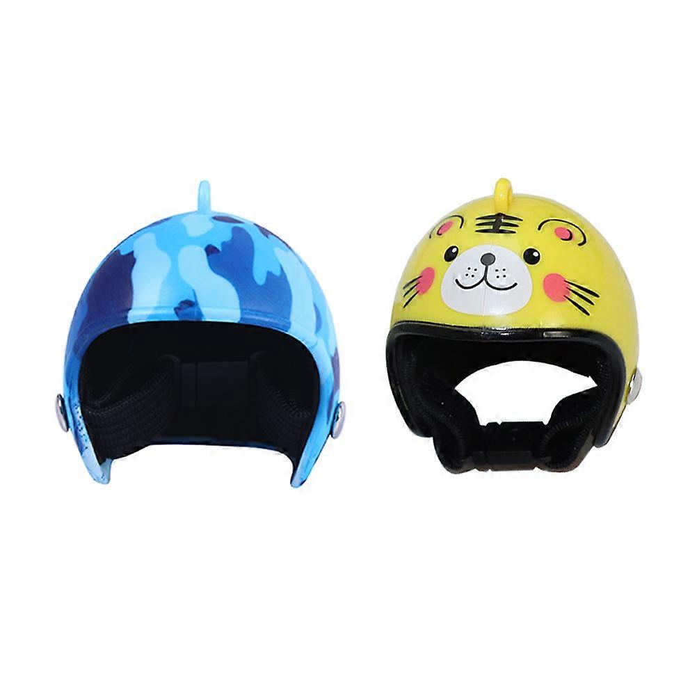 Chicken Protective Headwear for Poultry Funny Bird Hat with Ocean Camouflage and Tiger Design, 2pcs Set for Hens and Parrots, Daily Use and
